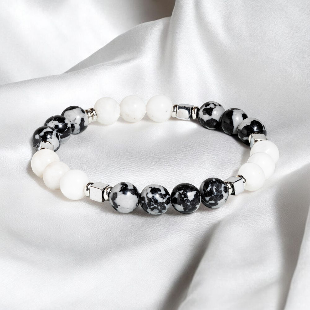 Snowflake Obsidian & Moonstone 'Positivity' Bracelet