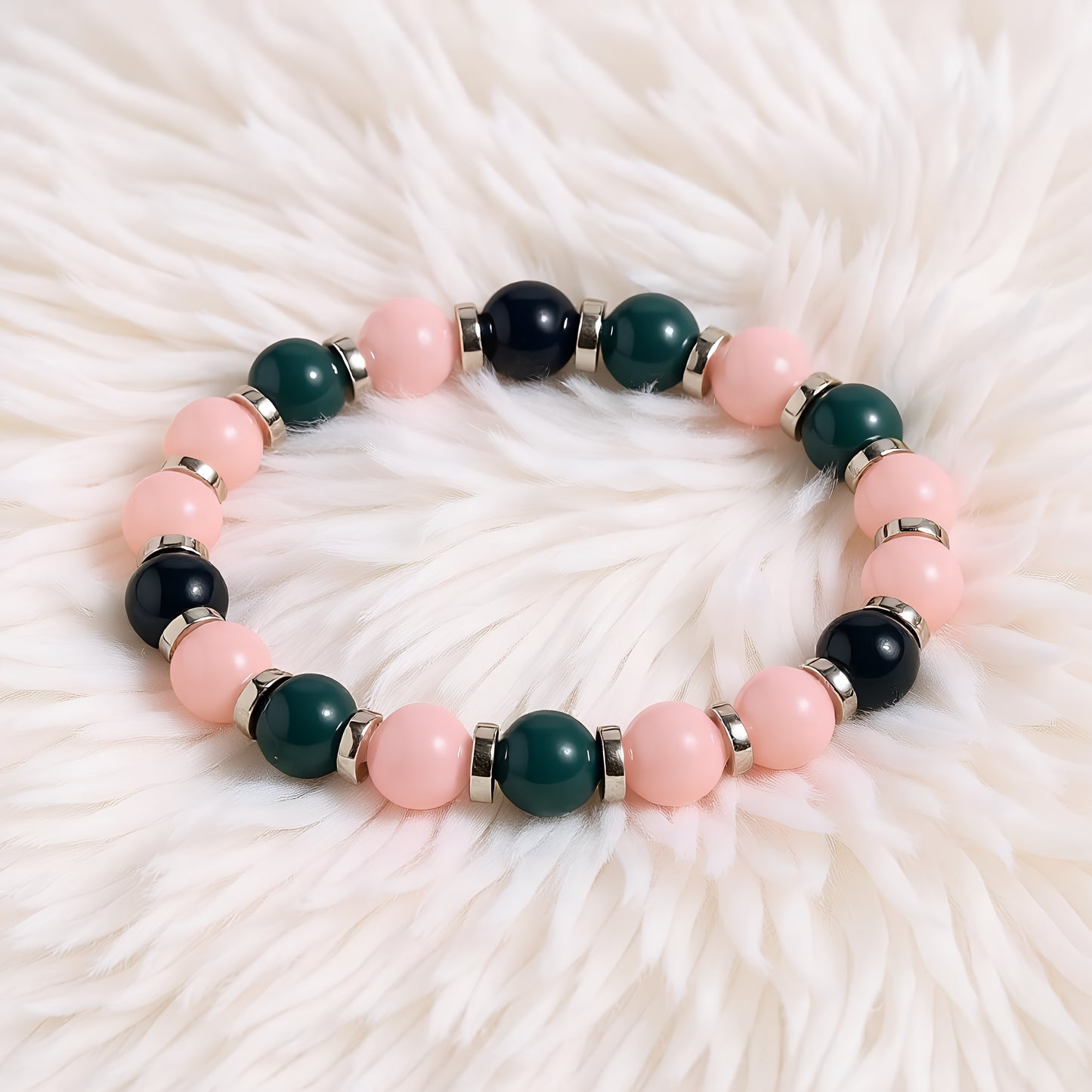 Rose Quartz & Moss Agate 'Peaceful Unity' Bracelet