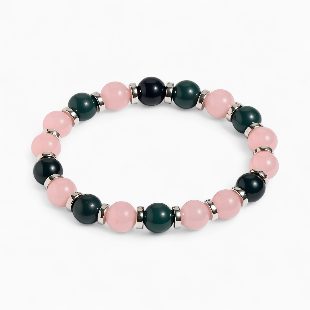 Rose Quartz & Moss Agate 'Peaceful Unity' Bracelet