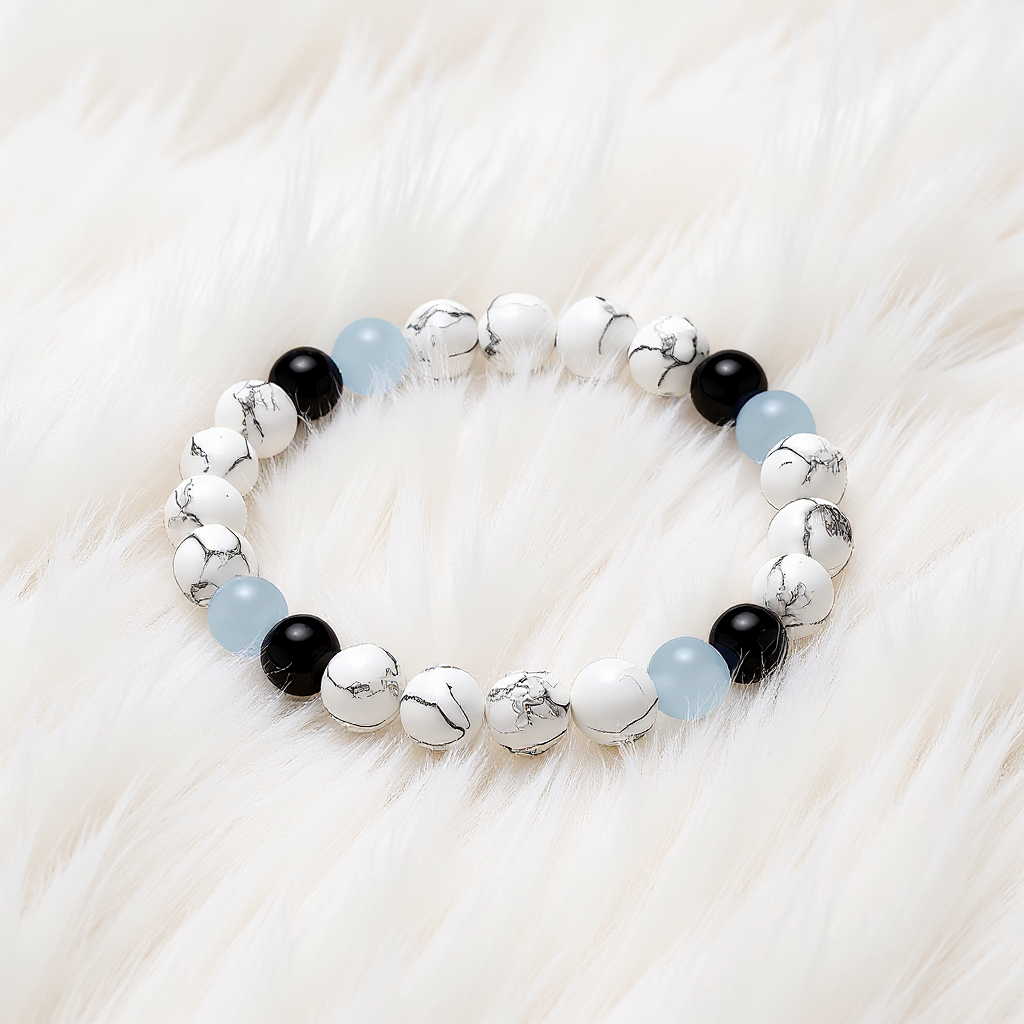 Obsidian & Howlite 'Restful Balance' Bracelet