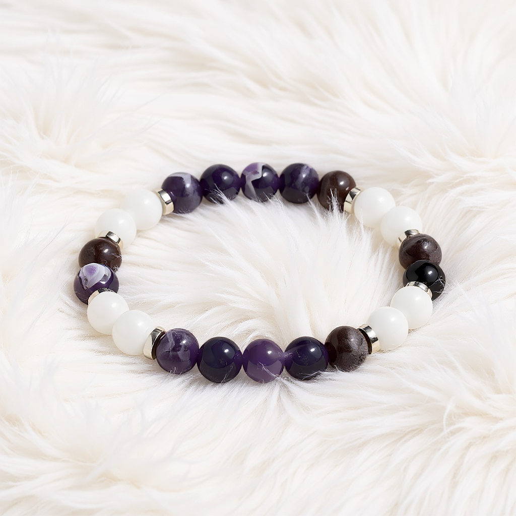 Amethyst & White Jade 'Grace' Bracelet