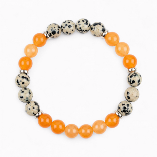 Dalmatian Jasper & Orange Chalcedony 'Playful Focus' Bracelet