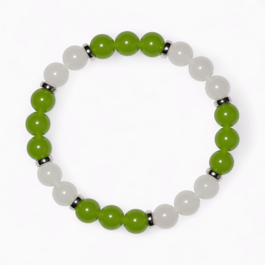 White Jade & Green Chalcedony 'Soft Balance' Bracelet