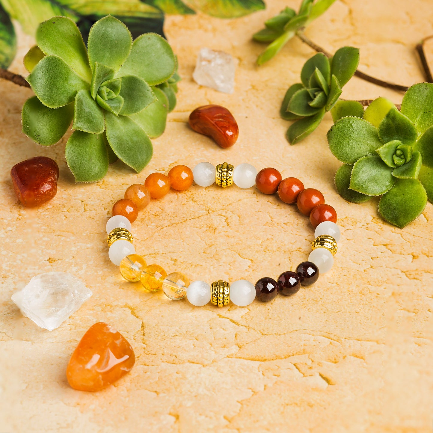 Carnelian & Selenite 'Wisdom' Bracelet
