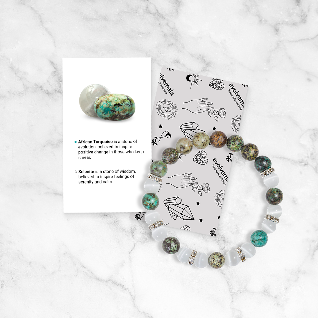 African Turquoise & Selenite 'Destiny' Bracelet