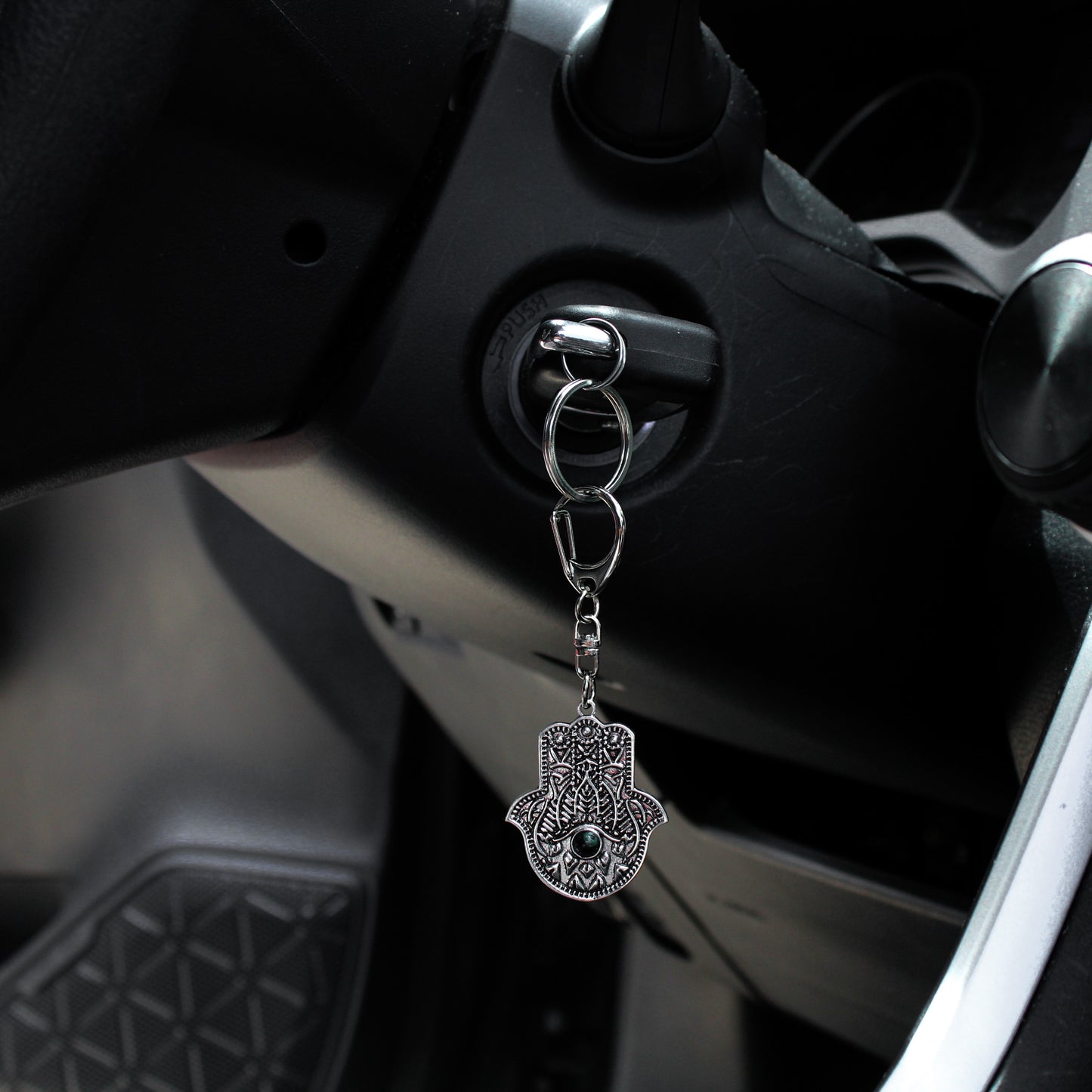Labradorite Hamsa Keychain