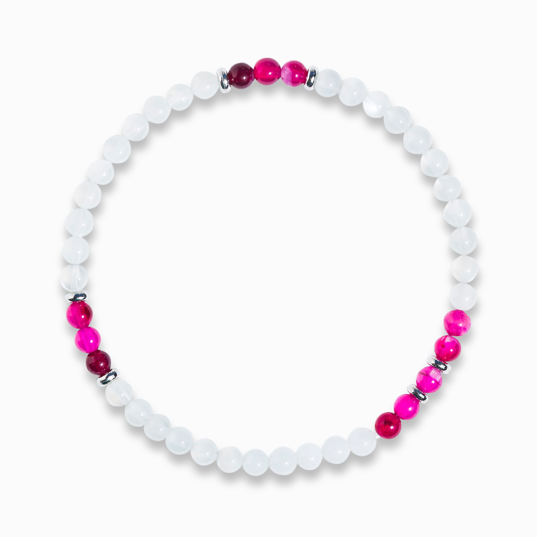 Moonstone & Pink Agate Mini Gemstone Bracelet II