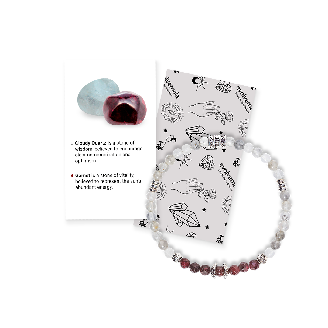 Cloudy Quartz & Garnet Mini Gemstone Bracelet II