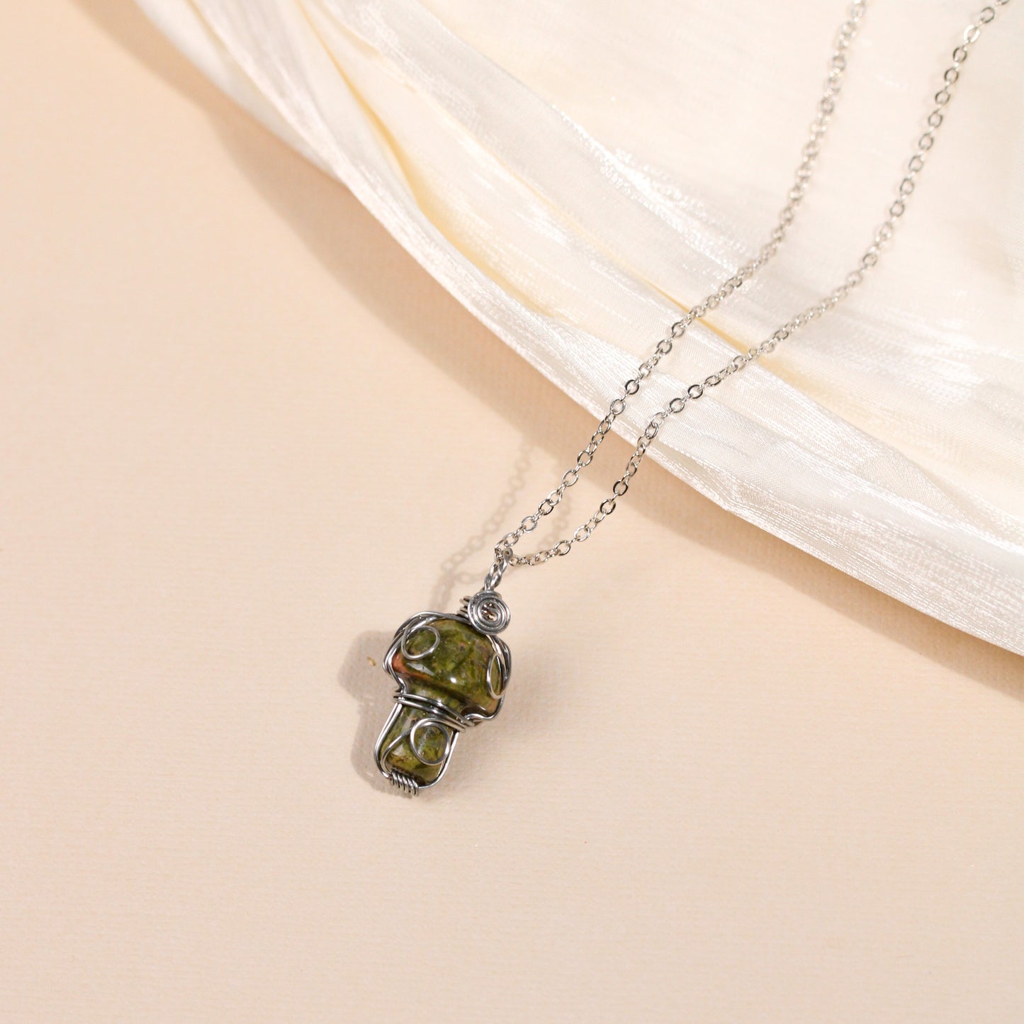 Unakite Mushroom Necklace