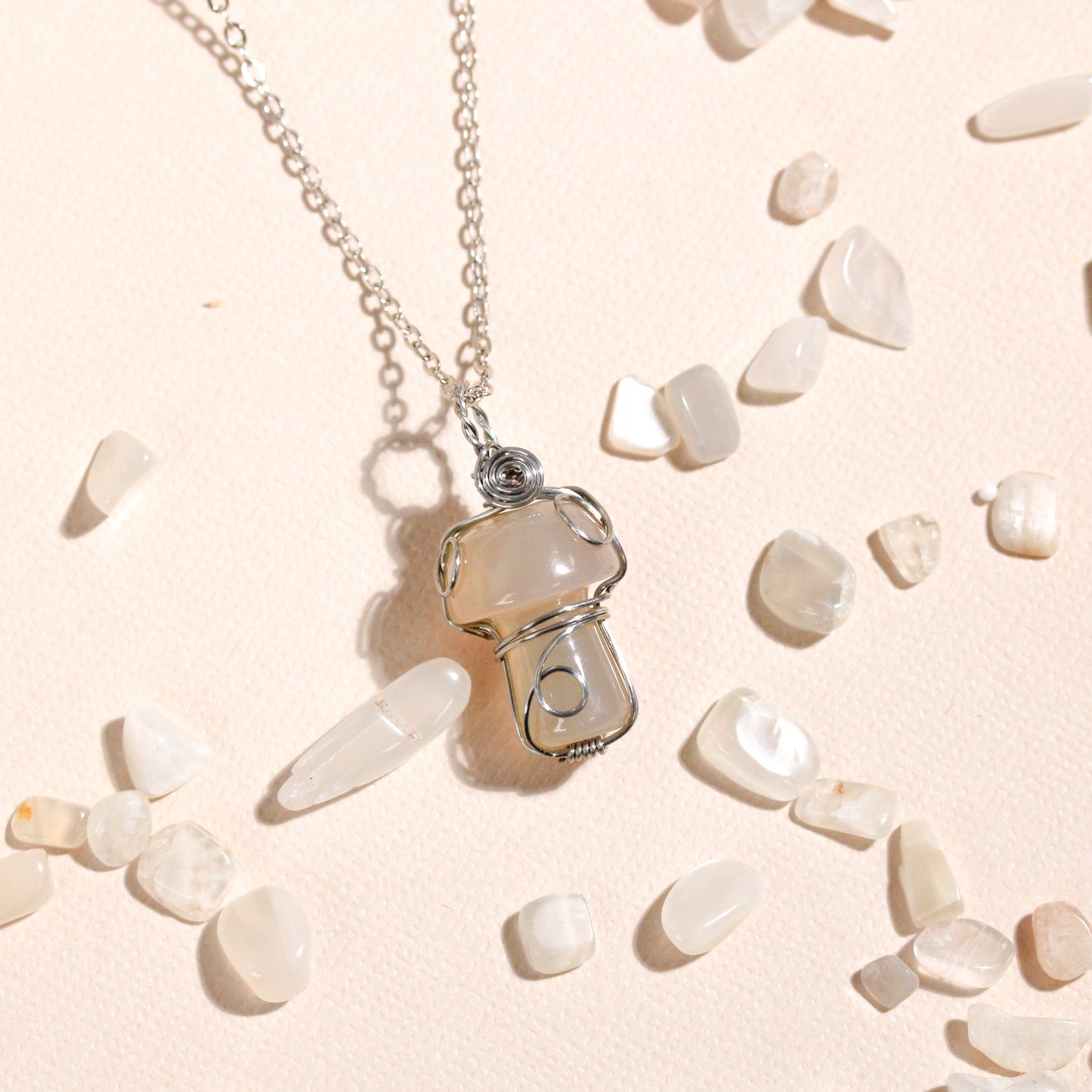 Moonstone Mushroom Necklace