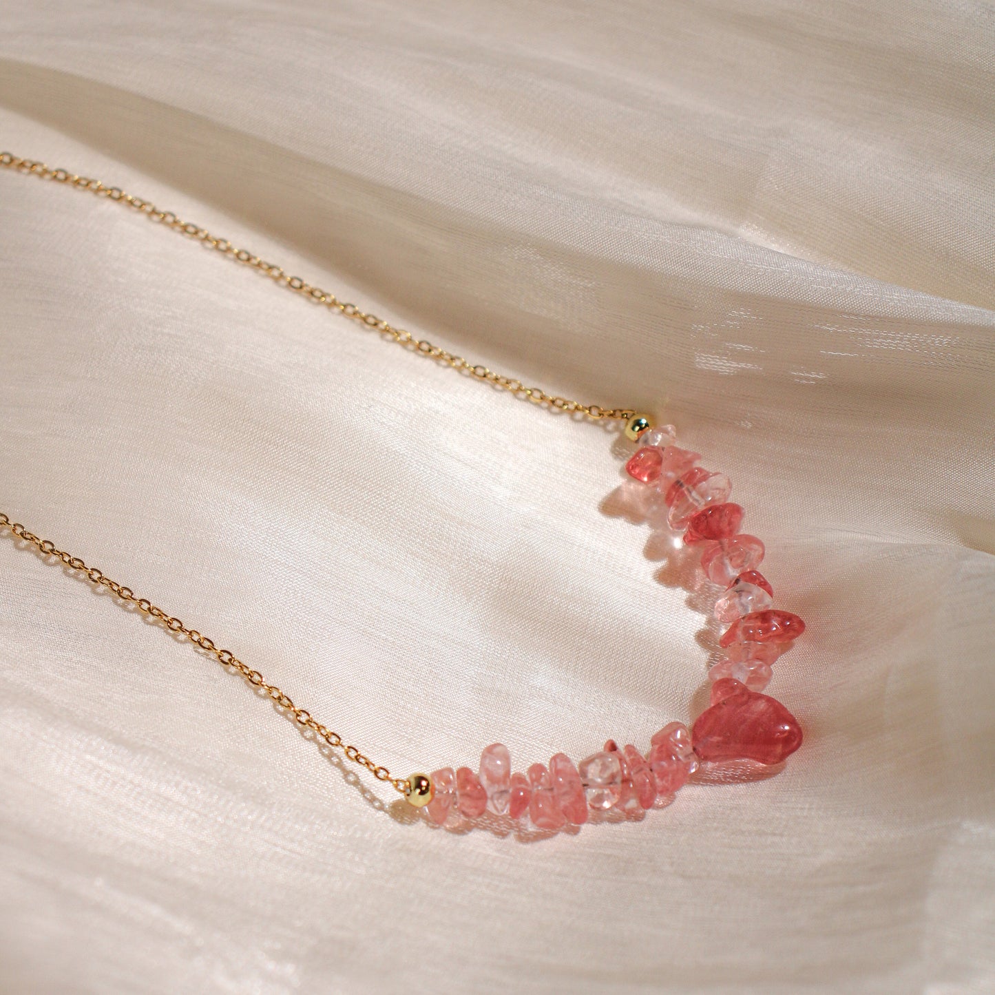 Strawberry Quartz Chip Necklace