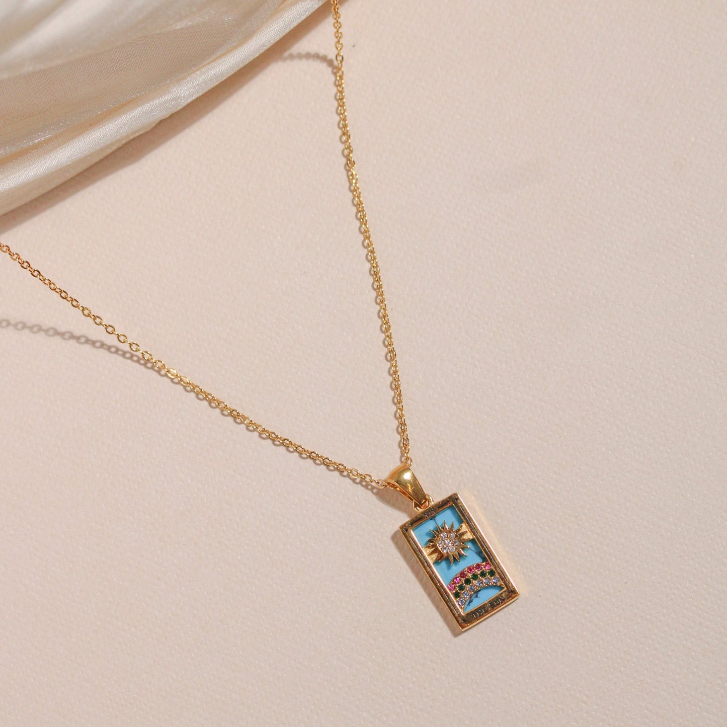 Turquoise Sun Tarot Necklace