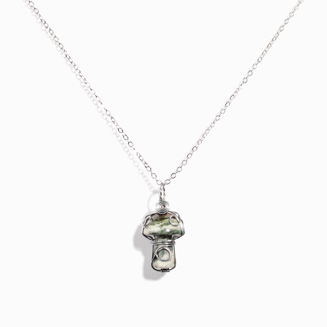 Tree Agate Mushroom Necklace