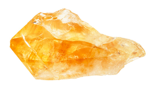 Up close of a raw citrine gemstone.