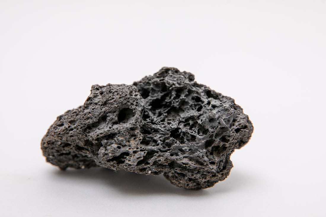 Raw black lava stone.