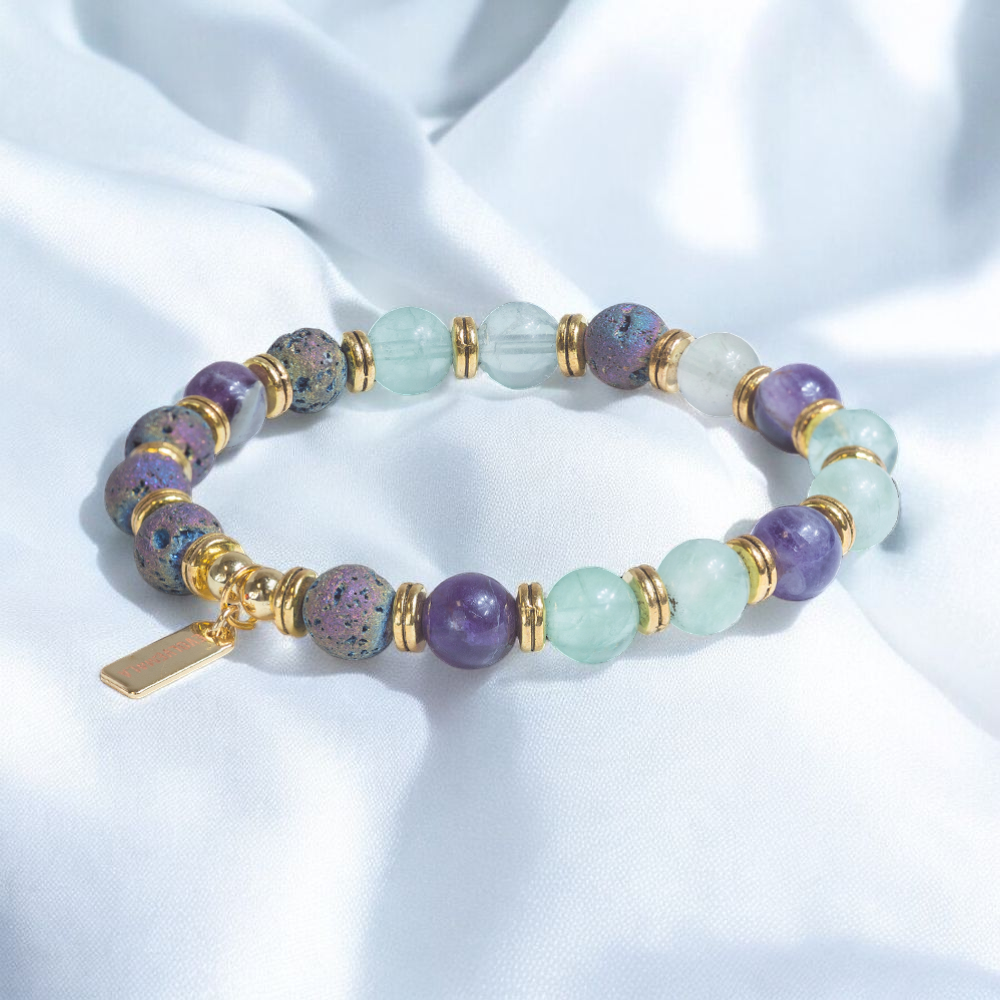 Fluorite & Lava Stone 'Calm' Bracelet