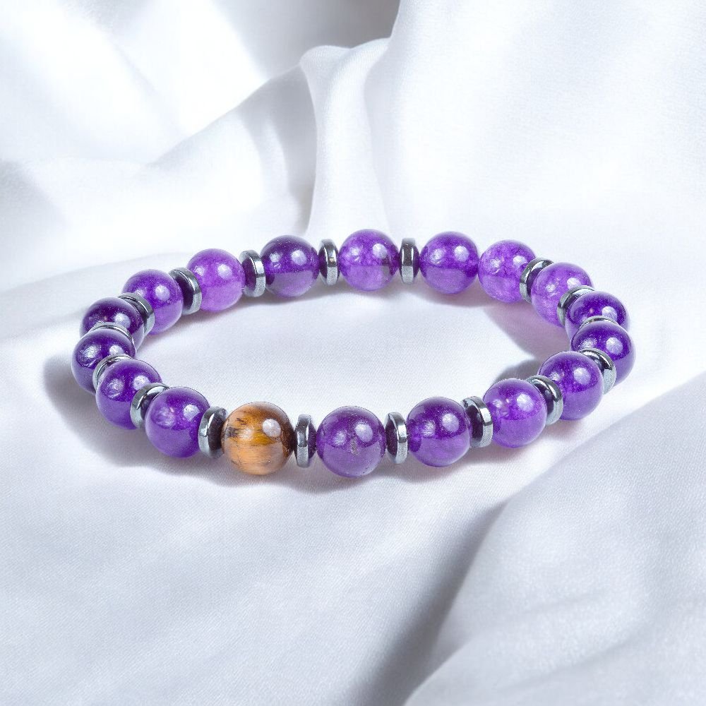 Amethyst & Tiger's Eye 'Fearless' Bracelet