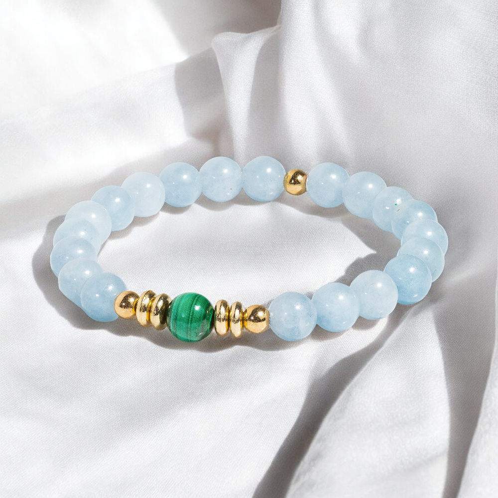 Aquamarine & Malachite 'Refresh' Bracelet