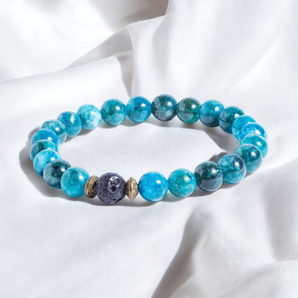 Apatite & Lava Stone 'Growth' Bracelet