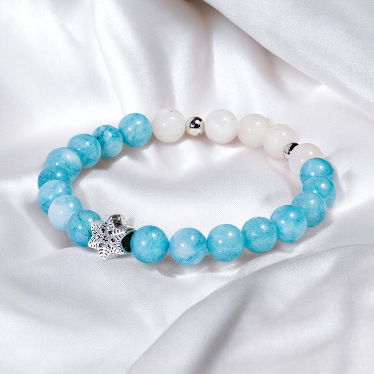 Aquamarine & Moonstone 'Snowflake' Bracelet