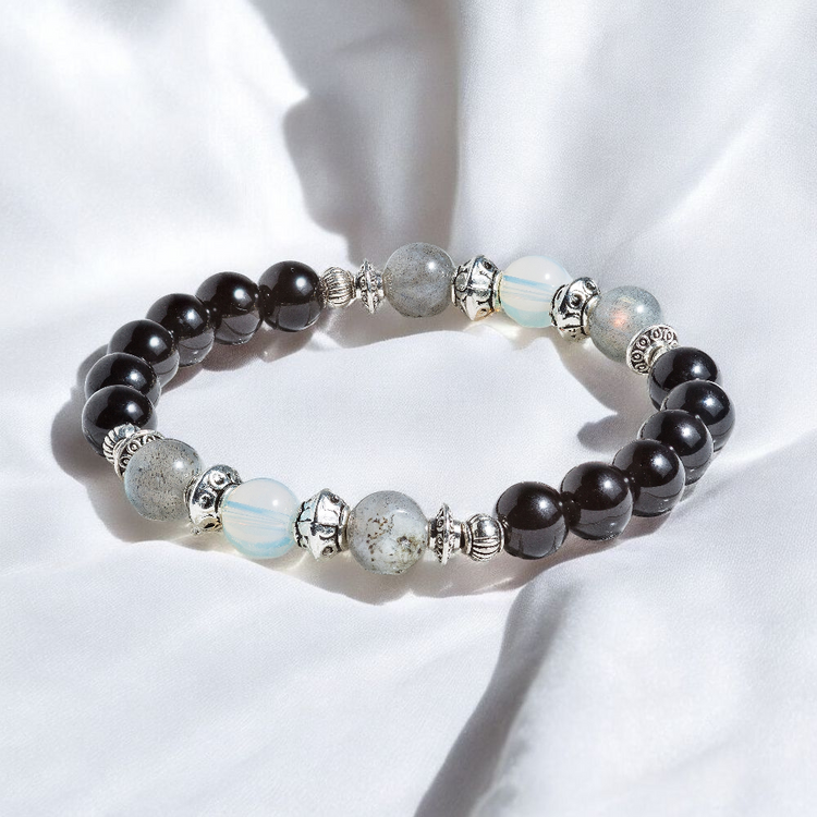 Obsidian & Opalite 'Eclipse' Bracelet