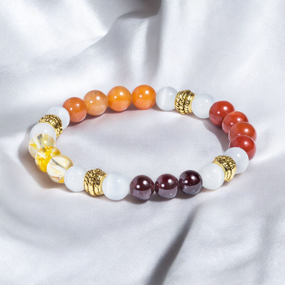 Carnelian & Selenite 'Wisdom' Bracelet