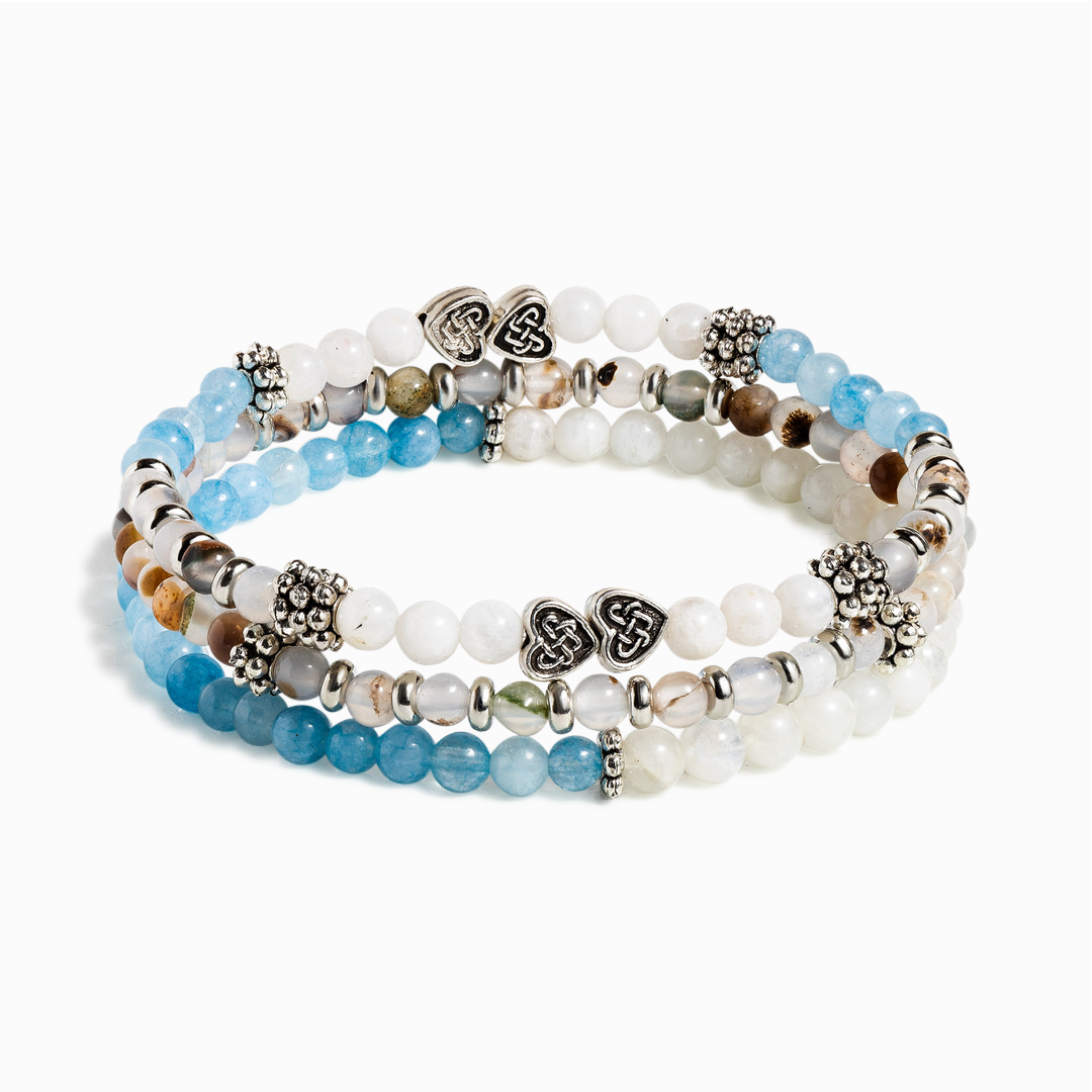 Montana Agate & Aquamarine 'Peaceful Mind' Stack