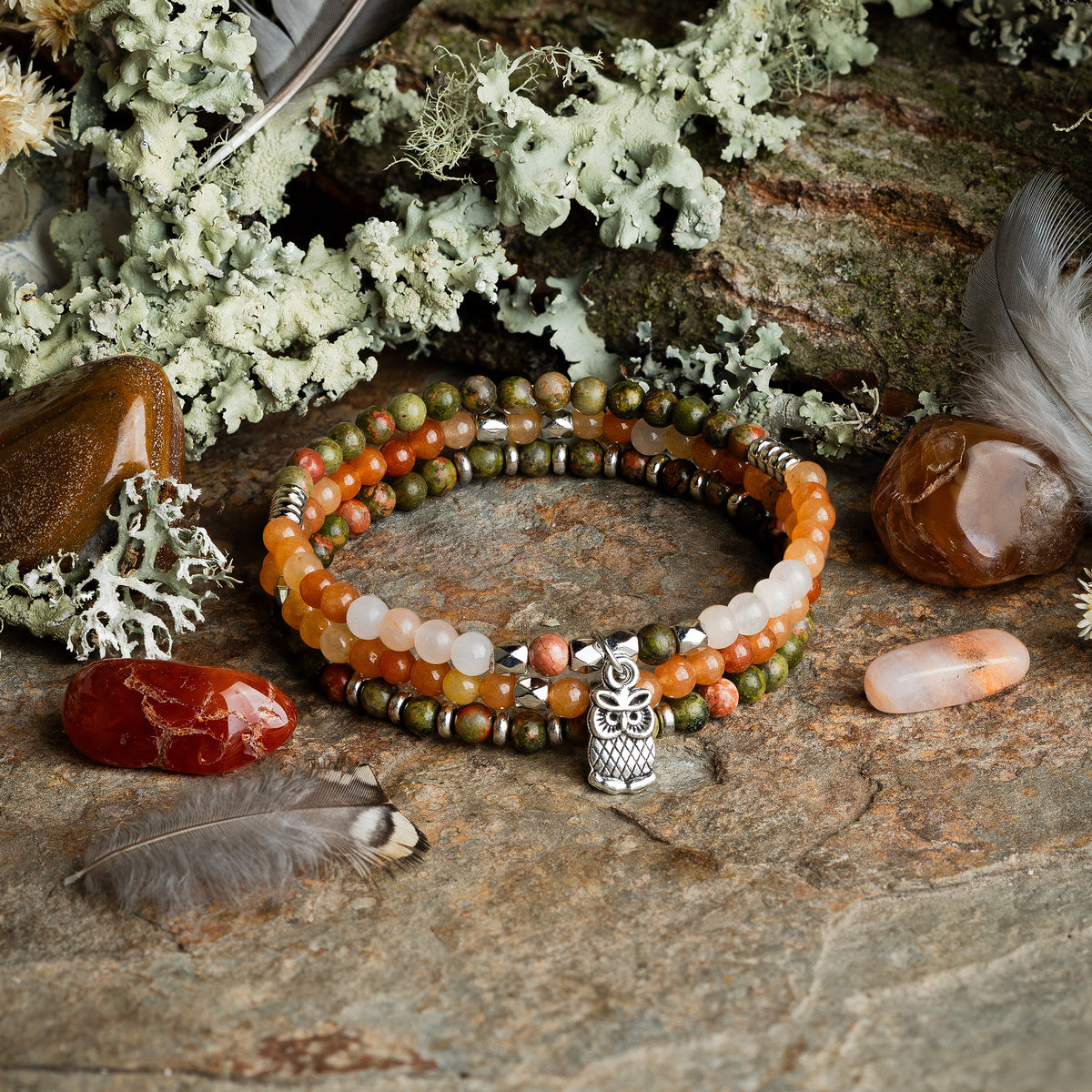 Unakite & Carnelian 'Radiant Energy' Stack