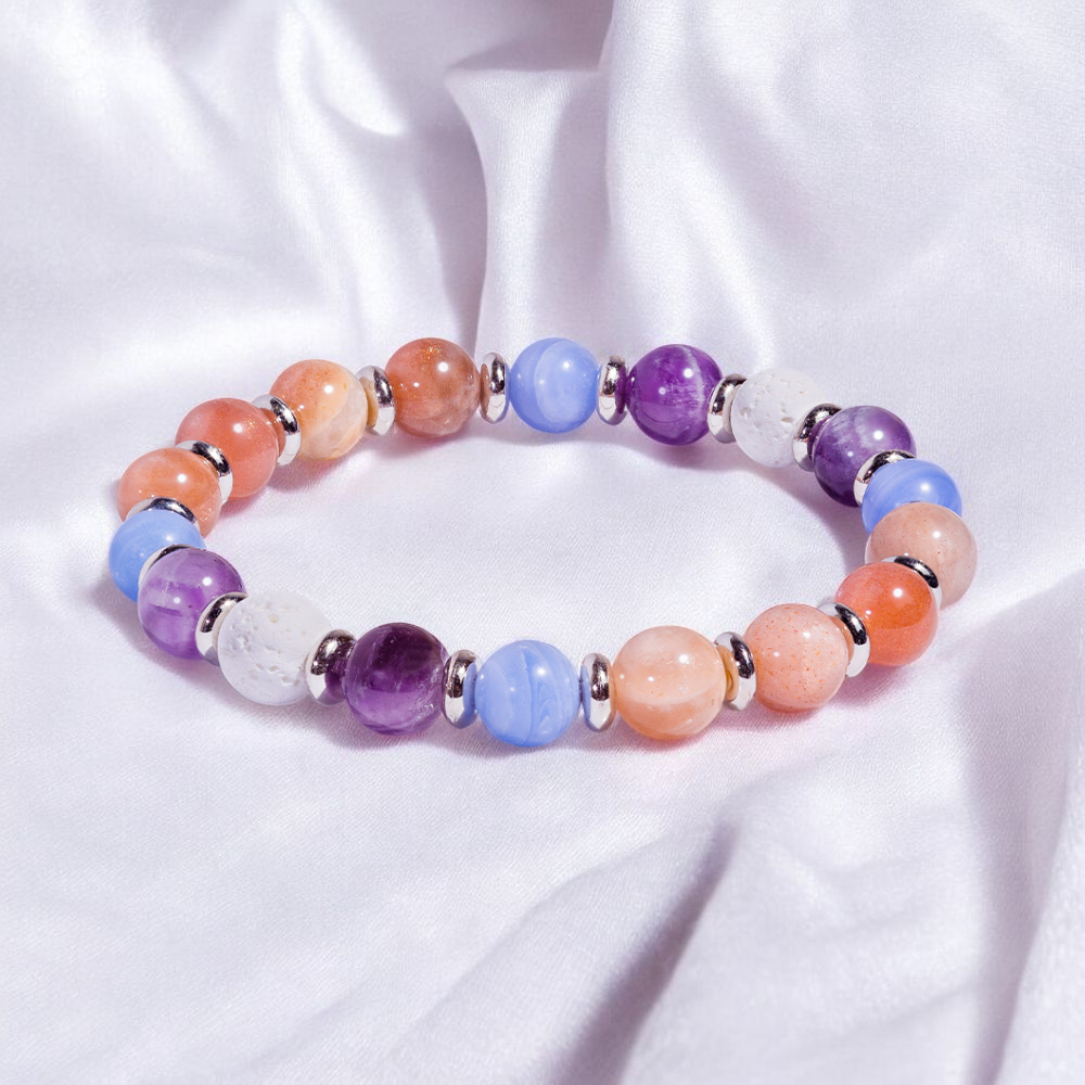 Amethyst & Peach Moonstone 'Daydreams' Bracelet