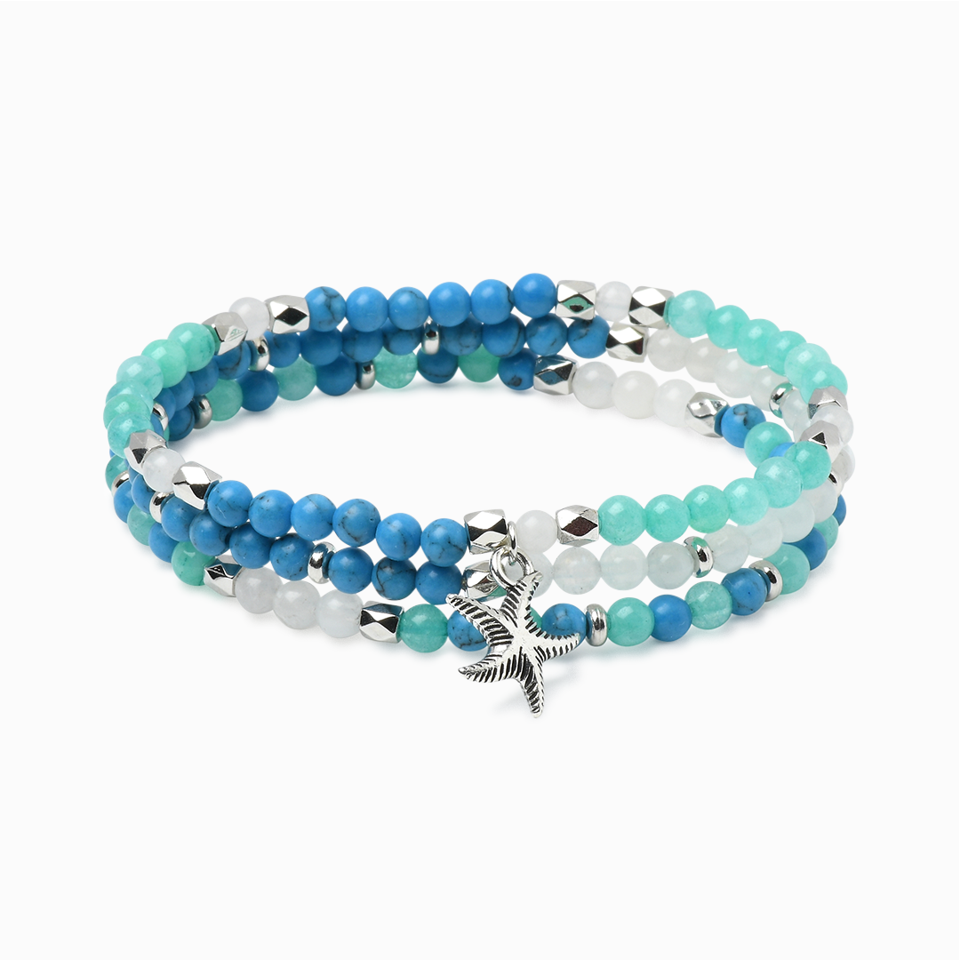 Aquamarine & Blue Magnesite 'Calm River' Mini Gemstone Stack