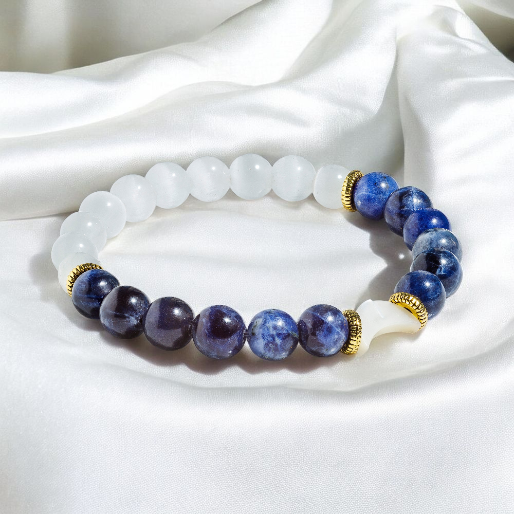 Mother of Pearl & Sodalite 'Luna' Bracelet