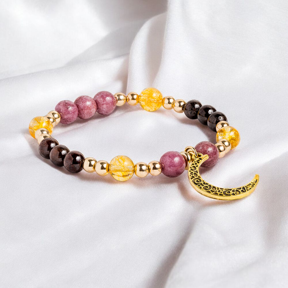 Lepidolite & Garnet 'Flow of Abundance' Bracelet