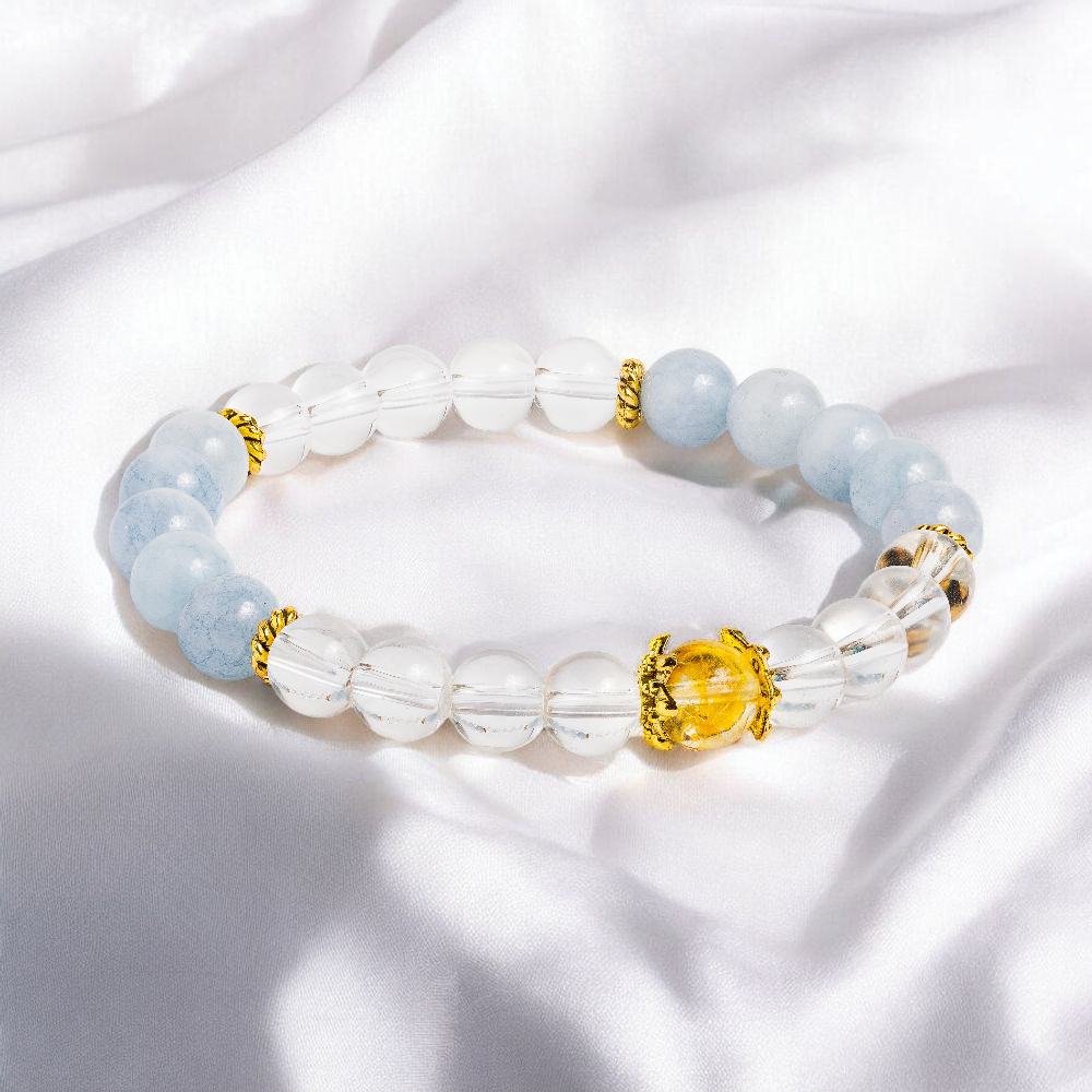 Aquamarine & Citrine 'Crown' Bracelet