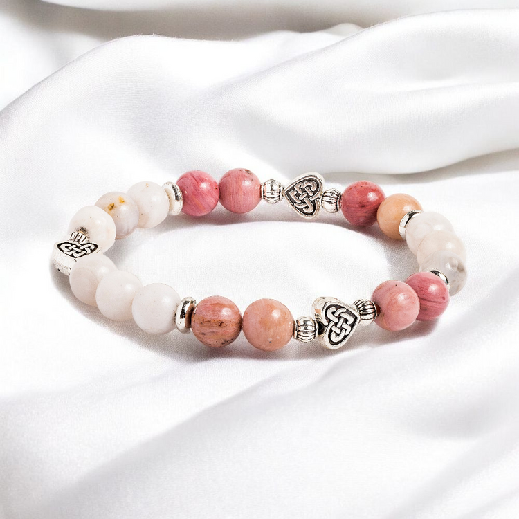 Rhodonite & Moonstone 'Sweetheart' Bracelet