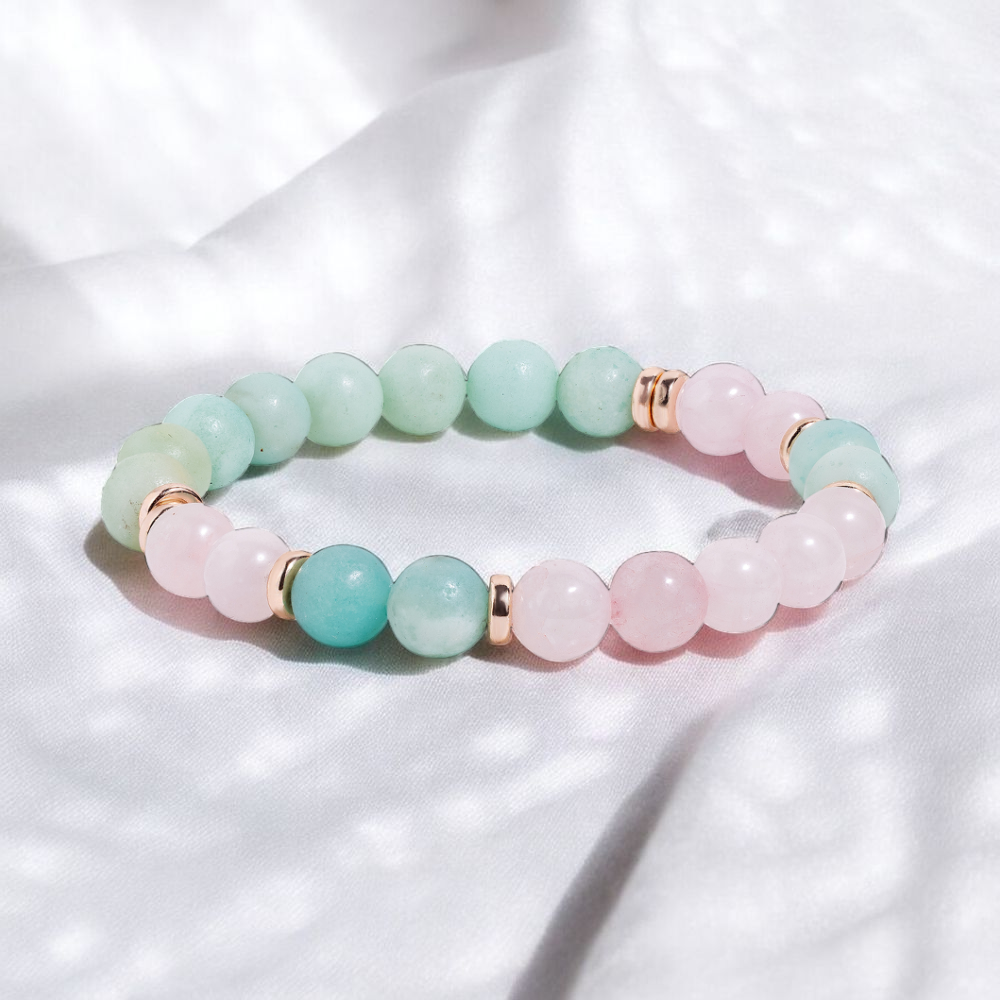 Amazonite & Rose Quartz 'Peace and Love' Bracelet