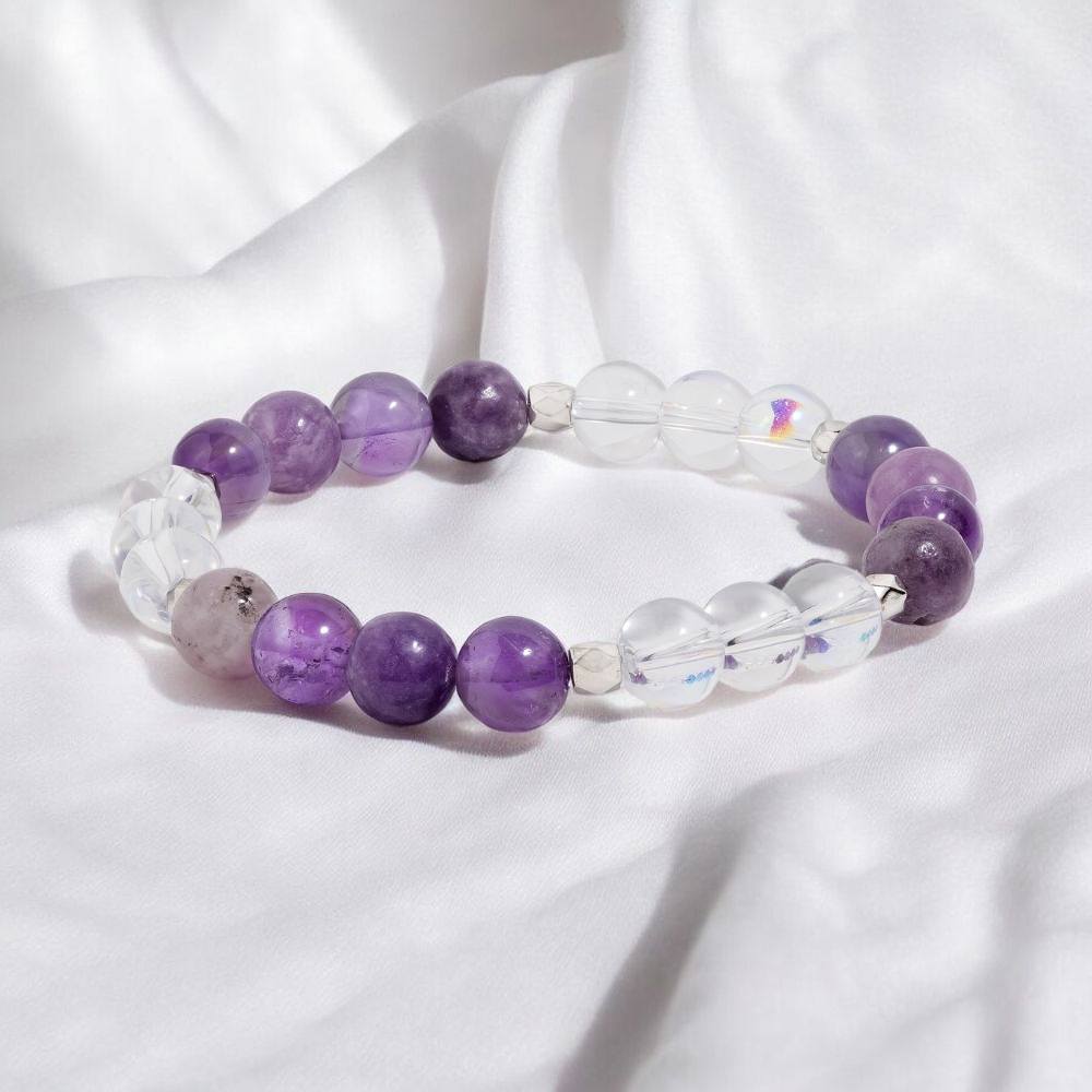 Amethyst & Angel Aura Quartz 'Enlightenment' Bracelet