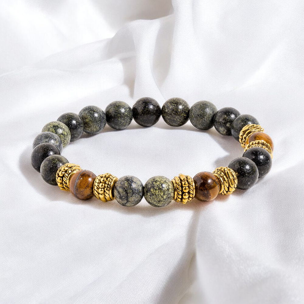 Tiger's Eye & Green Zebra Jasper 'Endurance' Bracelet