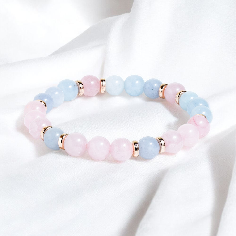 Aquamarine & Rose Quartz 'Gentle Love' Bracelet