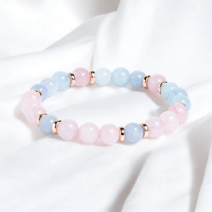 Aquamarine & Rose Quartz 'Gentle Love' Bracelet