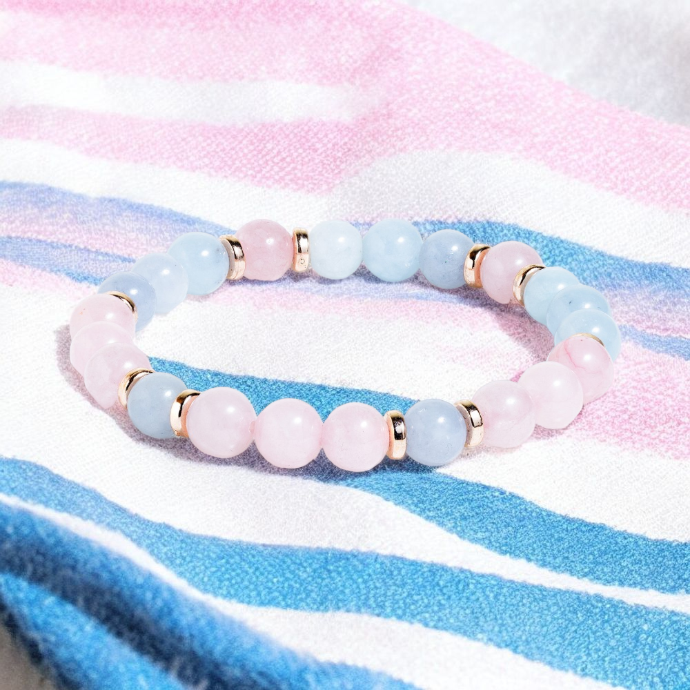 Aquamarine & Rose Quartz 'Gentle Love' Bracelet