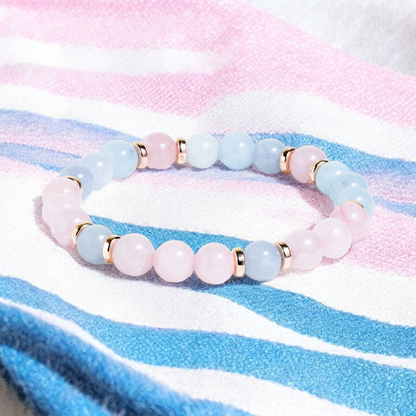 Aquamarine Rose Quartz 'Gentle Love' Bracelet – Evolve Mala