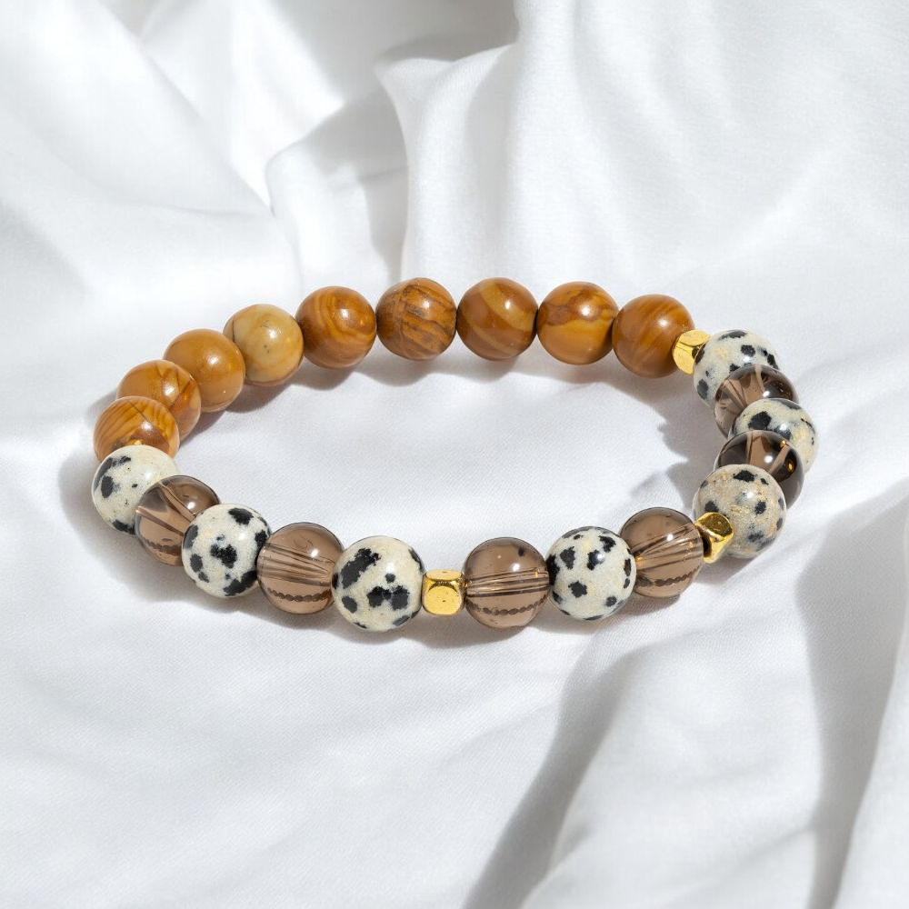 Wood Jasper & Dalmatian Jasper 'Energy Cleanse' Bracelet