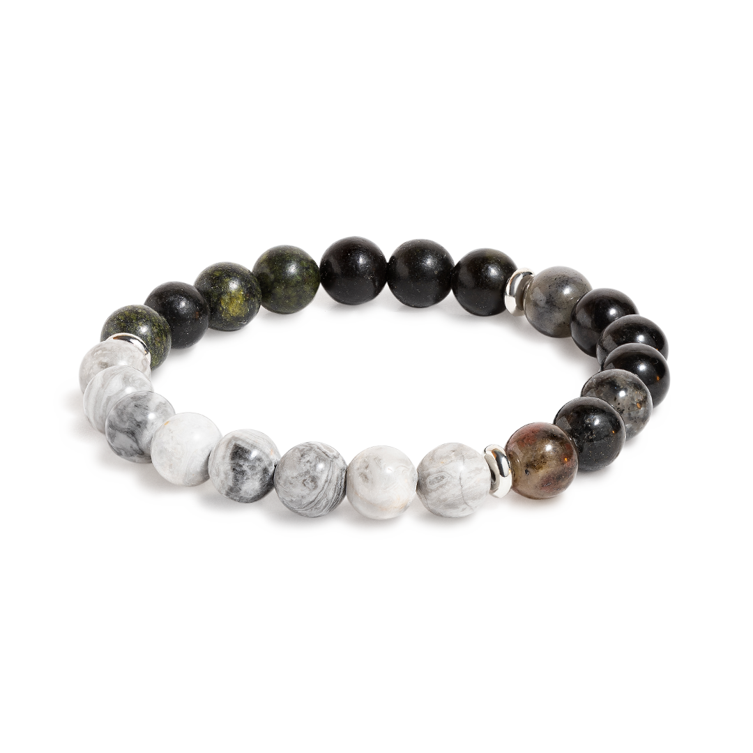 Green Zebra Jasper & Iolite 'Guided Path' Bracelet