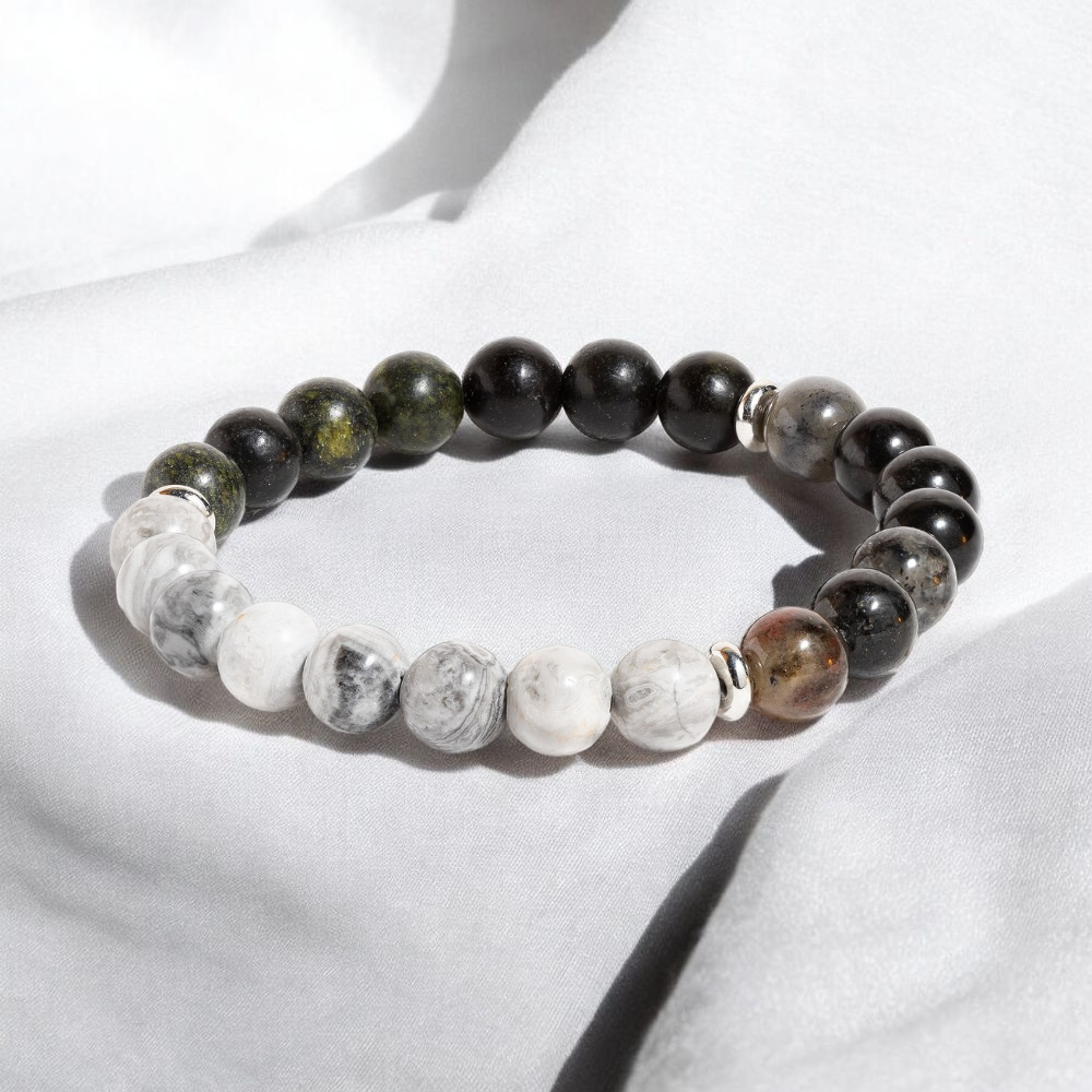 Green Zebra Jasper & Iolite 'Guided Path' Bracelet