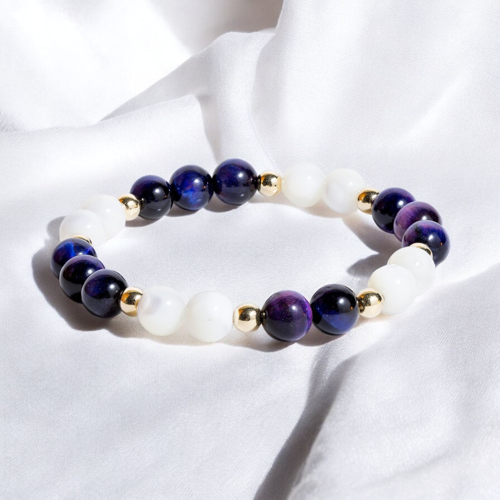 Mother of Pearl & Galaxy Tiger's Eye 'Celestial Harmony' Bracelet