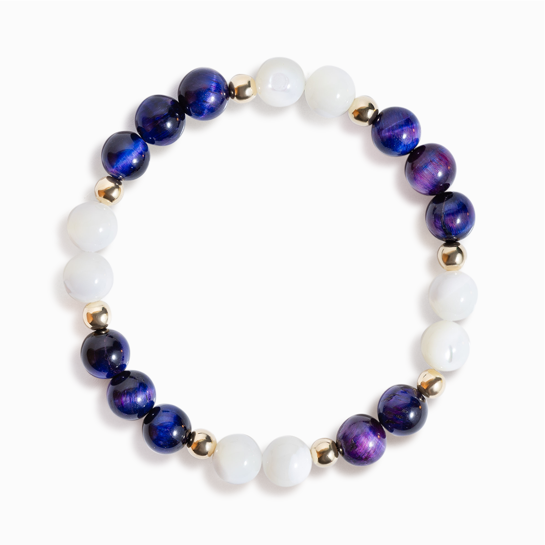 Mother of Pearl & Galaxy Tiger's Eye 'Celestial Harmony' Bracelet