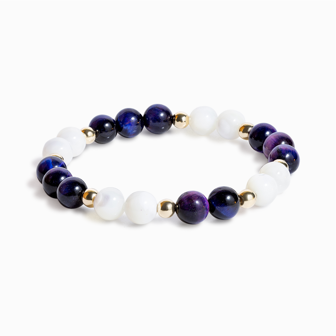 Mother of Pearl & Galaxy Tiger's Eye 'Celestial Harmony' Bracelet