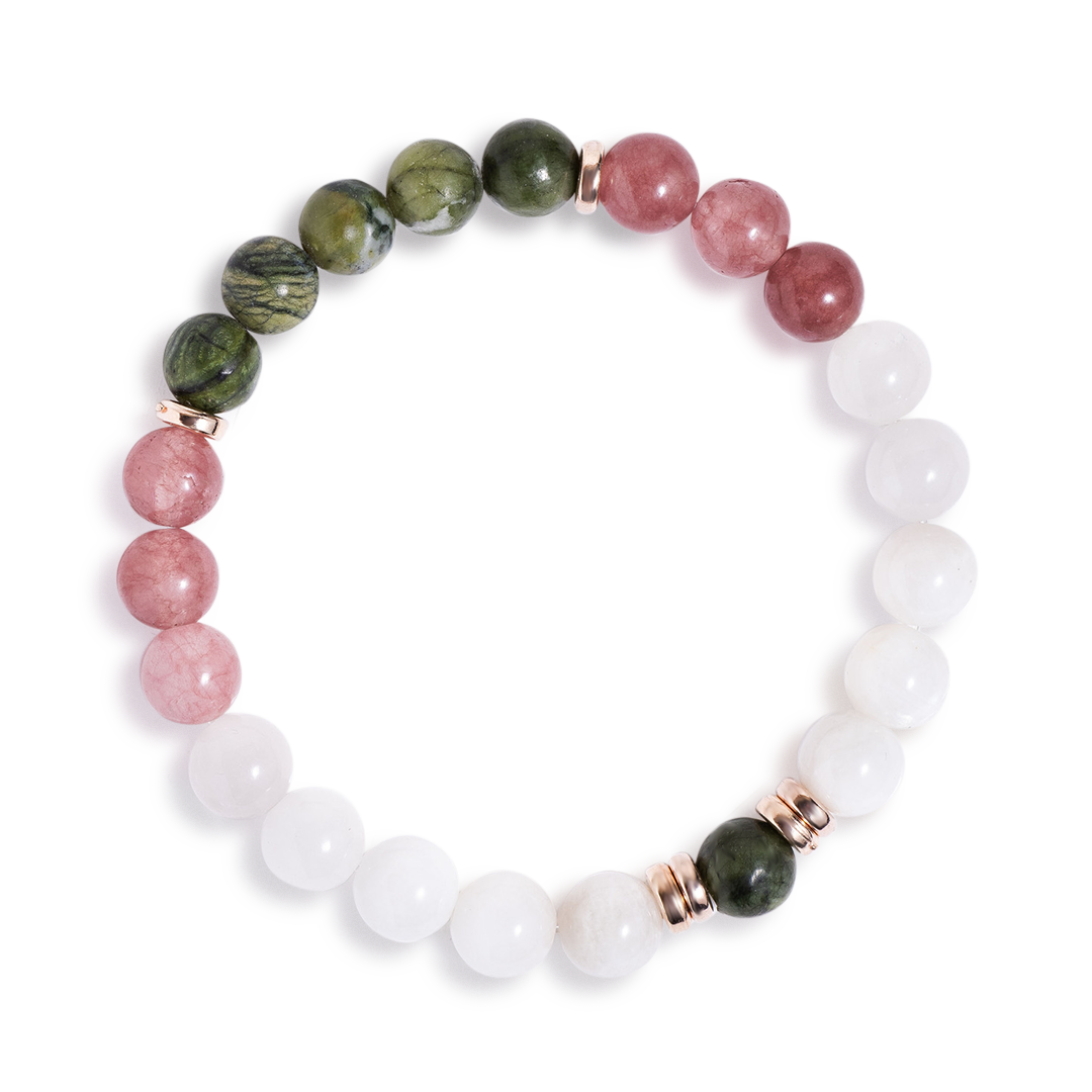 Strawberry Quartz & Serpentine 'Gentle Heart' Bracelet