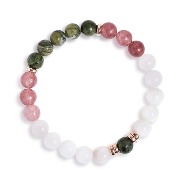Strawberry Quartz & Serpentine 'Gentle Heart' Bracelet