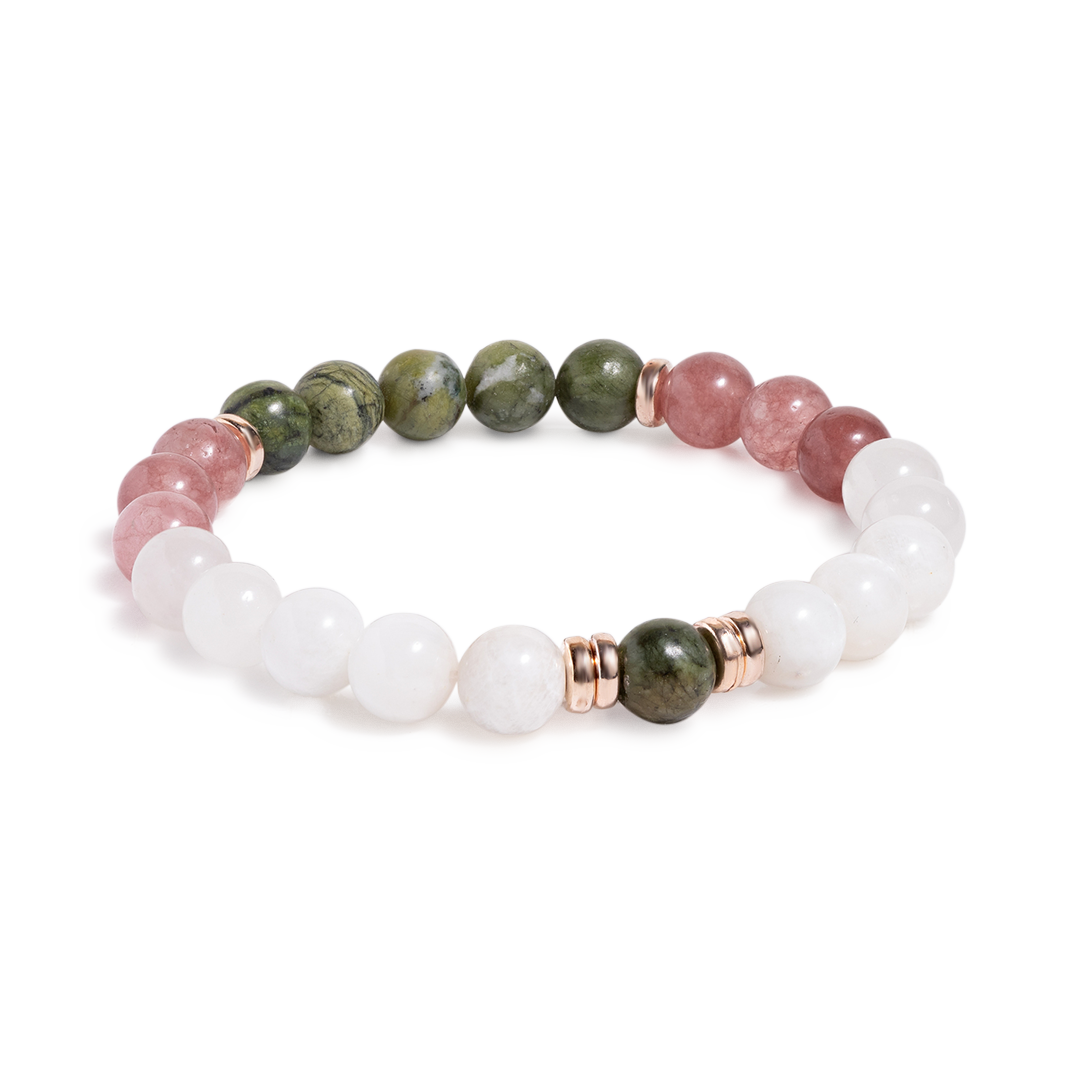 Strawberry Quartz & Serpentine 'Gentle Heart' Bracelet